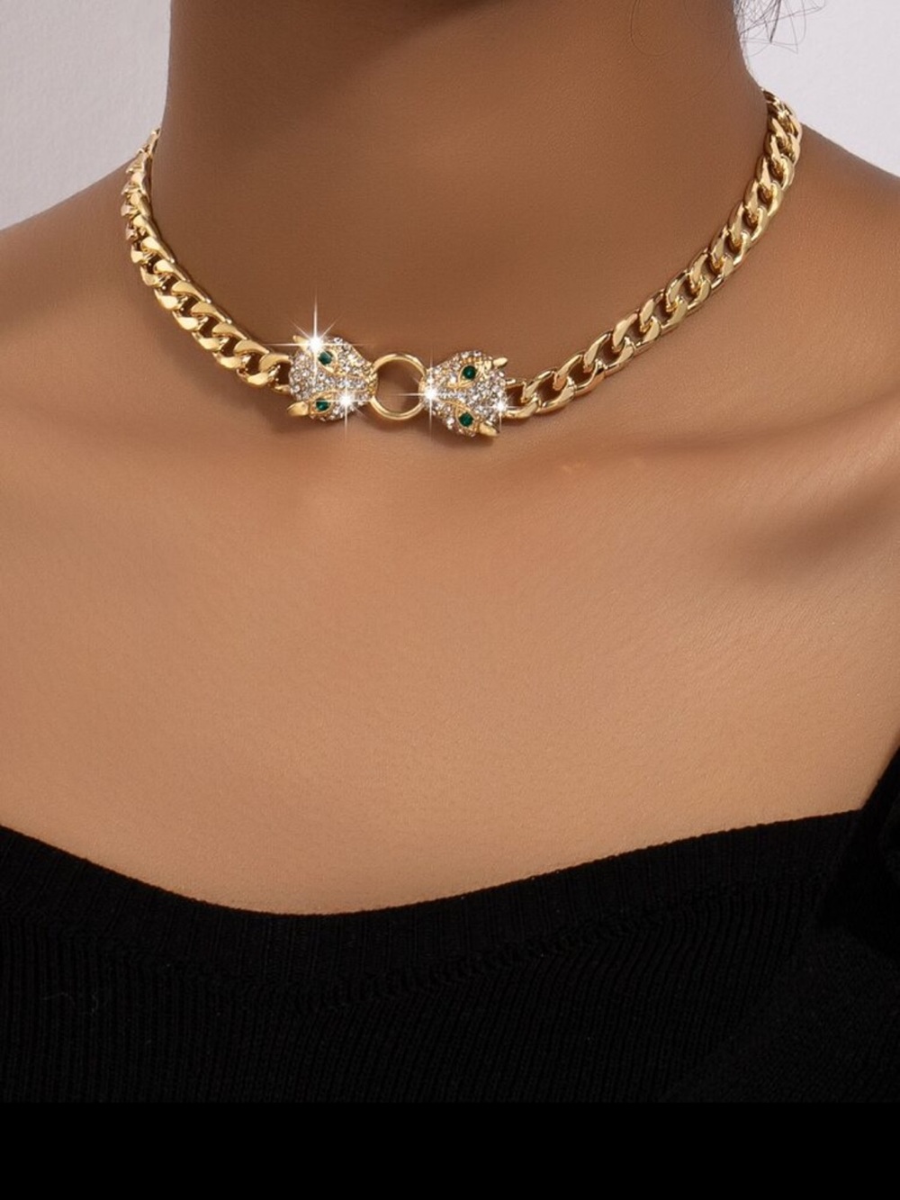 Monaco Luxe Emerald Panther Necklace